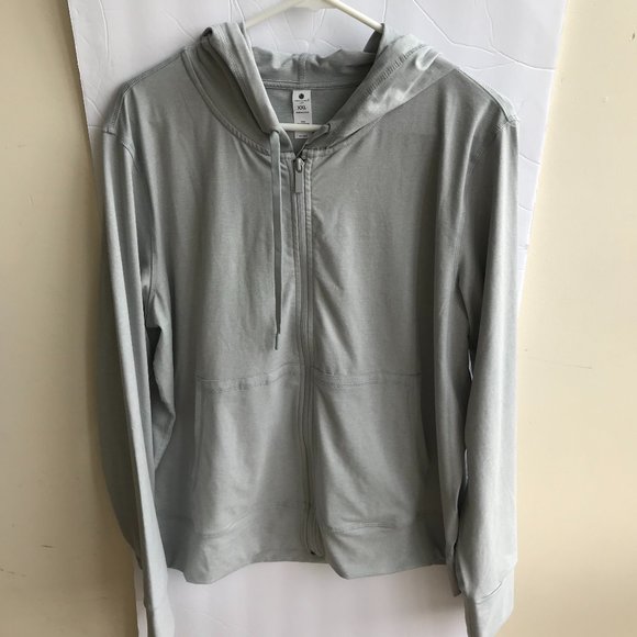 Yogalicious Lux Heather Gray Zip Front Drawstring  Long-sleeve Hoodie Sz XXL - Picture 1 of 16